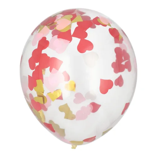 Product foto van Ballonnen latex hartjesconfetti set van 6 Ø 29cm