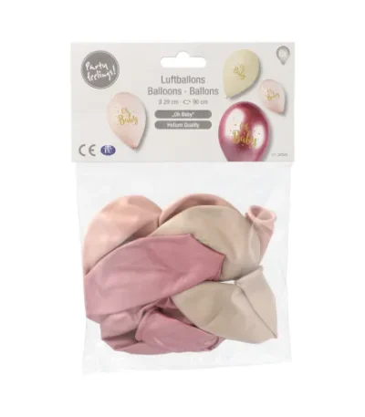 Product foto van Ballonnen licht-rose Ø 29 cm Oh Baby set van 6