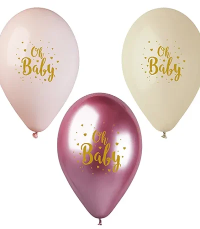 Product foto van Ballonnen licht-rose Ø 29 cm Oh Baby set van 6