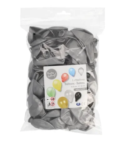 Product foto van Ballonnen zilver set van 100 25 cm