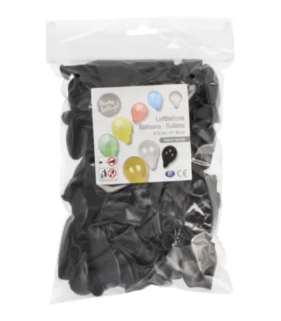 Product foto van Ballonnen zwart set van 100 25 cm