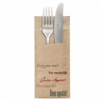 Product foto van Bestekzakjes papier bruin composteerbaar set van 520 20x8.5cm