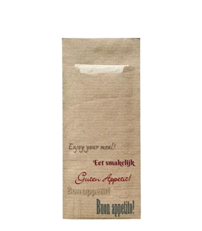 Product foto van Bestekzakjes papier bruin composteerbaar set van 520 20x8.5cm