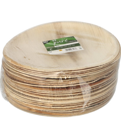Product foto van Borden palmblaad rond 25 cm × 2 cm set van 25 pure