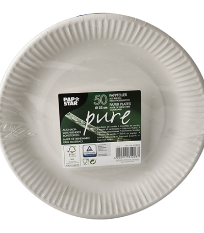 Product foto van Borden papier rond wit set van 50 23cm Pure