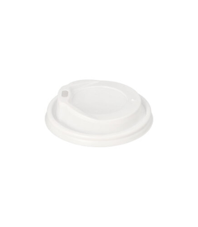 Product foto van Deksel PS rond wit set van 100 To Go 8cm