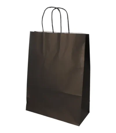 Product foto van Draagtassen papier zwart set van 25 35x26x12cm met handvat