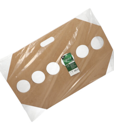 Product foto van Draagtrays karton bruin set van 30 12x9.5x62cm voor 6 bekers Pure