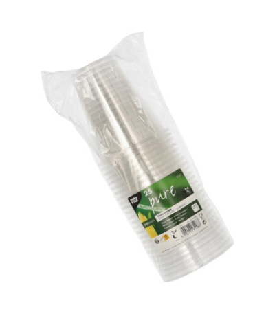 Product foto van Drinkbekers PLA glashelder set van 25 300ml