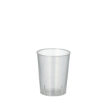 Product foto van Drinkbekers PP herbruikbaar 4cl wit set van 50