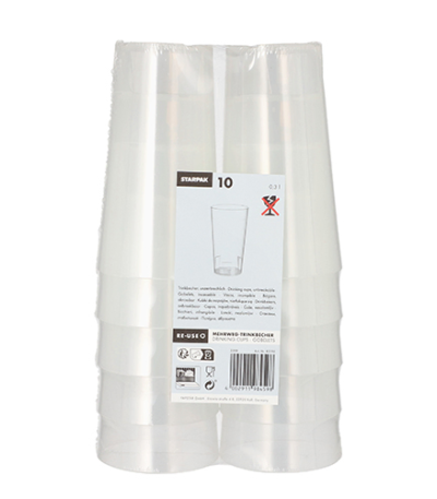 Product foto van Drinkbekers herbruikbaar transparant set van 10 300ml