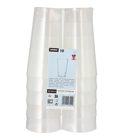 Product foto van Drinkbekers herbruikbaar transparant set van 10 400ml