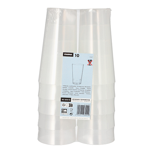 Product foto van Drinkbekers herbruikbaar transparant set van 10 400ml