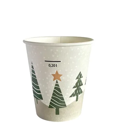 Product foto van Drinkbekers karton To Go wit set van 50 200ml Winter Forest