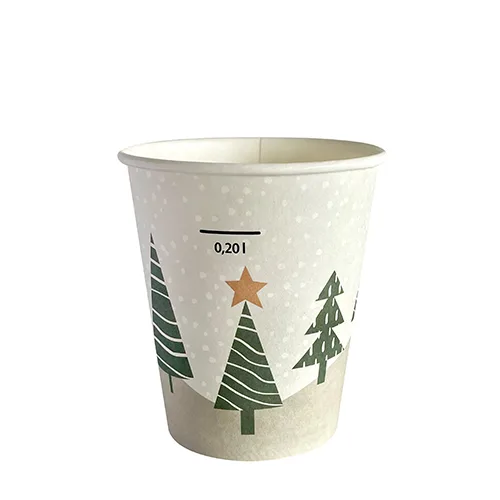 Product foto van Drinkbekers karton To Go wit set van 50 200ml Winter Forest