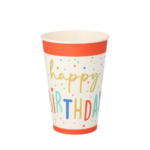 Product foto van Drinkbekers karton wit set van 10 200ml Happy Birthday