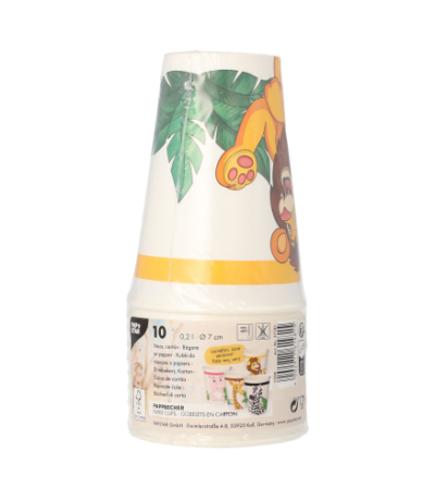 Product foto van Drinkbekers karton wit set van 10 200ml Jungle