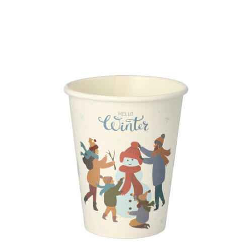 Product foto van Drinkbekers karton wit set van 50 200ml Hello Winter