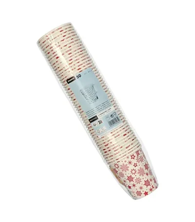 Product foto van Drinkbekers papier 200ml set van 50 Snöflinga