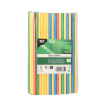 Product foto van Drinkrietjes papier assorti 100 stuks 6mm x 20cm flexibel