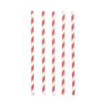 Product foto van Drinkrietjes papier rood/wit set van 100 6mm 20cm Stripes