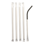 Product foto van Drinkrietjes papier zwart set van 100 6mm 20cm