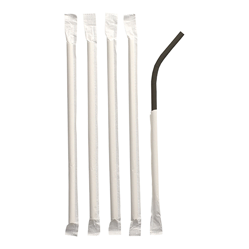 Product foto van Drinkrietjes papier zwart set van 100 6mm 20cm