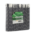 Product foto van Drinkrietjes papier zwart/wit set van 100 met lepel 8mm 20cm Stripes