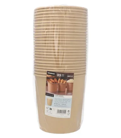 Product foto van Eetemmers kunststof rond bruin set van 25 3800ml