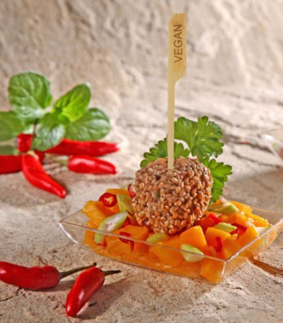 Product foto van Fingerfood spiesjes bamboe 12cm set van 250 Vegan