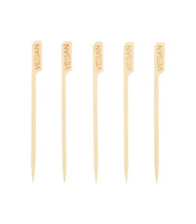 Product foto van Fingerfood spiesjes bamboe 12cm set van 250 Vegan