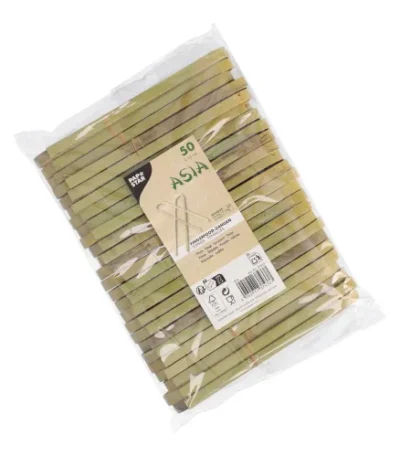 Product foto van Fingerfood tangs bamboe 15cm set van 50 ASIA