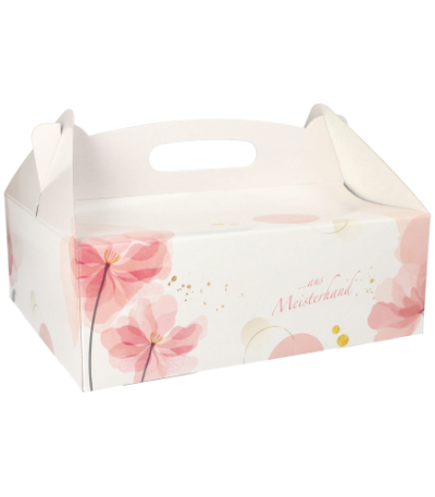 Product foto van Gebakdozen karton licht-rose set van 15 met handvaten 26x22x9cm