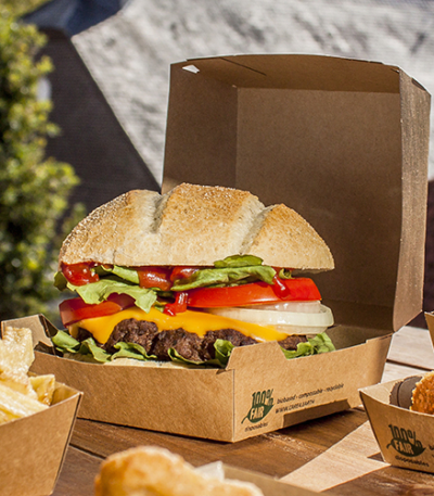 Product foto van Hamburgerboxen karton extra large bruin set van 25 100% Fair