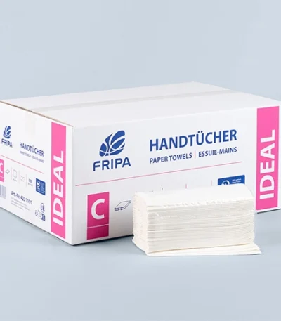 Product foto van Handdoekjes papier wit C-vouw 1-laags set van 120 50cm x 25cm