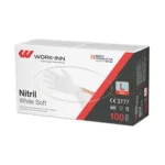 Product foto van Handschoenen nitril poedervrij wit maat L set van 100 WORK‑INN/PS