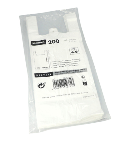 Product foto van Hemddraagtassen HDPE medium wit set van 200 55x22x15cm