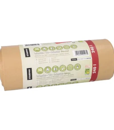 Product foto van Huisvuilzakken PCW bruin set van 10 240l 126