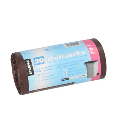 Product foto van Industriezakken HDPE bruin set van 20 70l 100x58 cm
