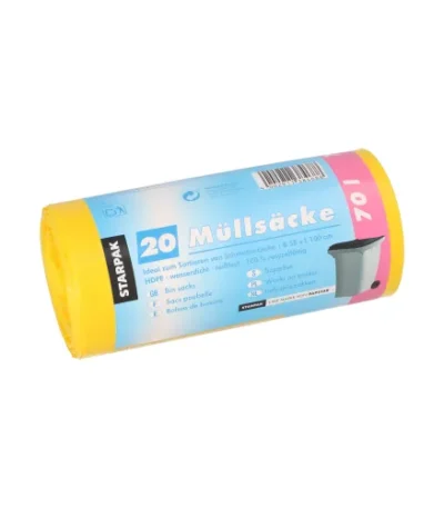 Product foto van Industriezakken HDPE geel set van 20 70l 100cm x 58cm