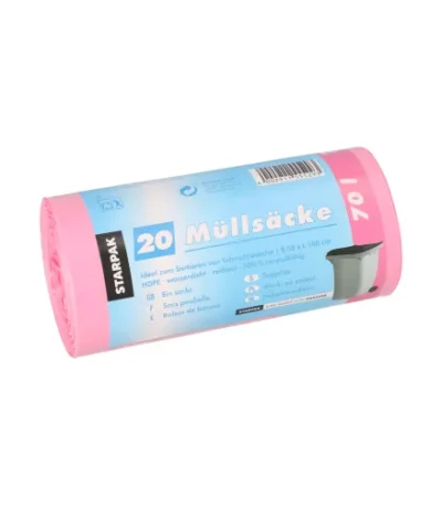 Product foto van Industriezakken HDPE roze 70 l 100 cm x 58 cm set van 20