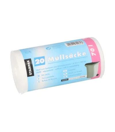 Product foto van Industriezakken HDPE transparant 70l 100x58cm set van 20