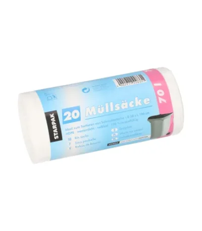 Product foto van Industriezakken HDPE wit set van 20 70 l 100 cm × 58 cm