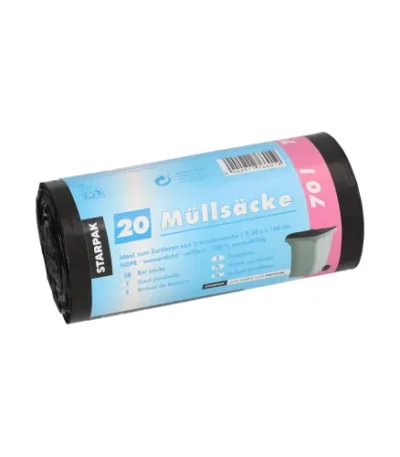 Product foto van Industriezakken HDPE zwart 70l 100cm x 58cm set van 20
