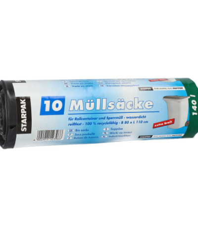 Product foto van Industriezakken LDPE zwart set van 10 140l 110x80cm