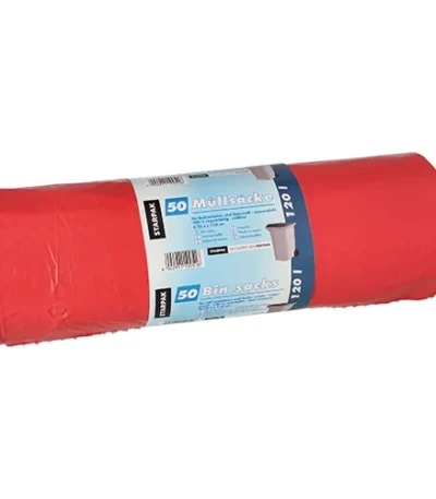 Product foto van Industriezakken plastic rood set van 50 120l