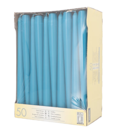 Product foto van Kaarsen wax turkoois set van 50 22mm 25cm