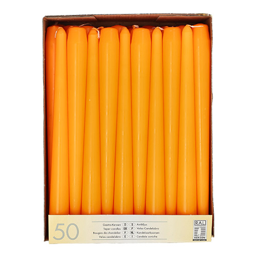 Product foto van Kandelaarkaarsen oranje set van 50 2