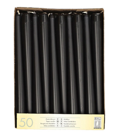 Product foto van Kandelaarkaarsen zwart set van 50 2