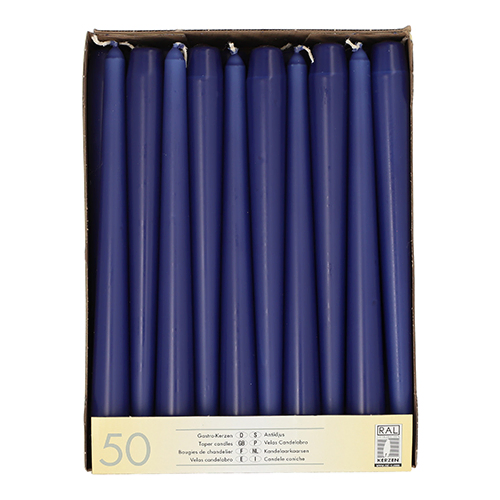 Product foto van Kandelaarskaarsen donkerblauw set van 50 22mm 25cm